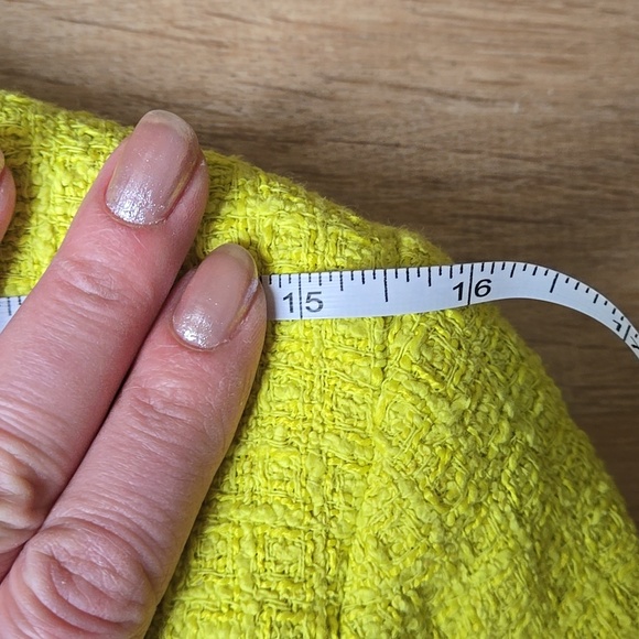 ZARA LIME TWEED BOUCLE YELLOW JACKET BLAZER SIZE M - Picture 10 of 12